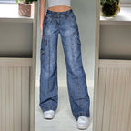 Vintage High-Waist Cargo Jeans