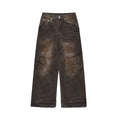 Distressed Rust Baggy Straight Jeans