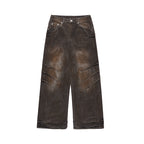 Distressed Rust Baggy Straight Jeans