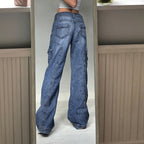 Vintage High-Waist Cargo Jeans