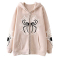 Y2K Gothic Spider Web Zip-Up Hoodie