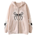 Y2K Gothic Spider Web Zip-Up Hoodie