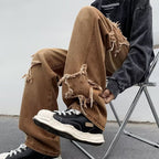Vintage Washed Loose Straight-Leg Jeans