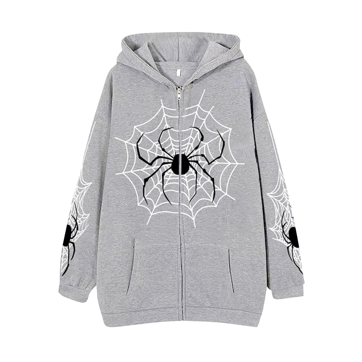 Y2K Gothic Spider Web Zip-Up Hoodie