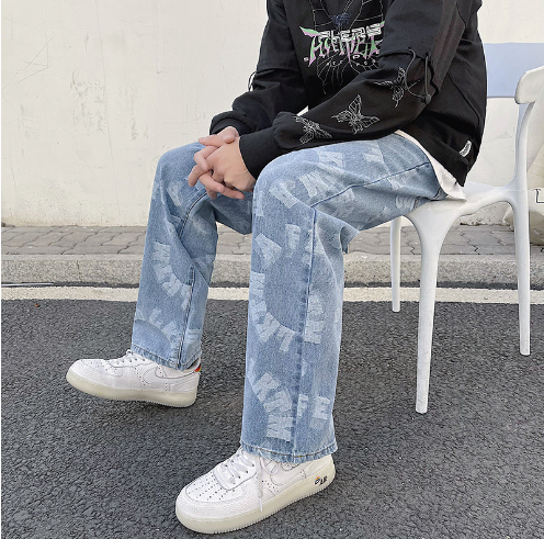 High Street Retro Distressed Baggy Jeans