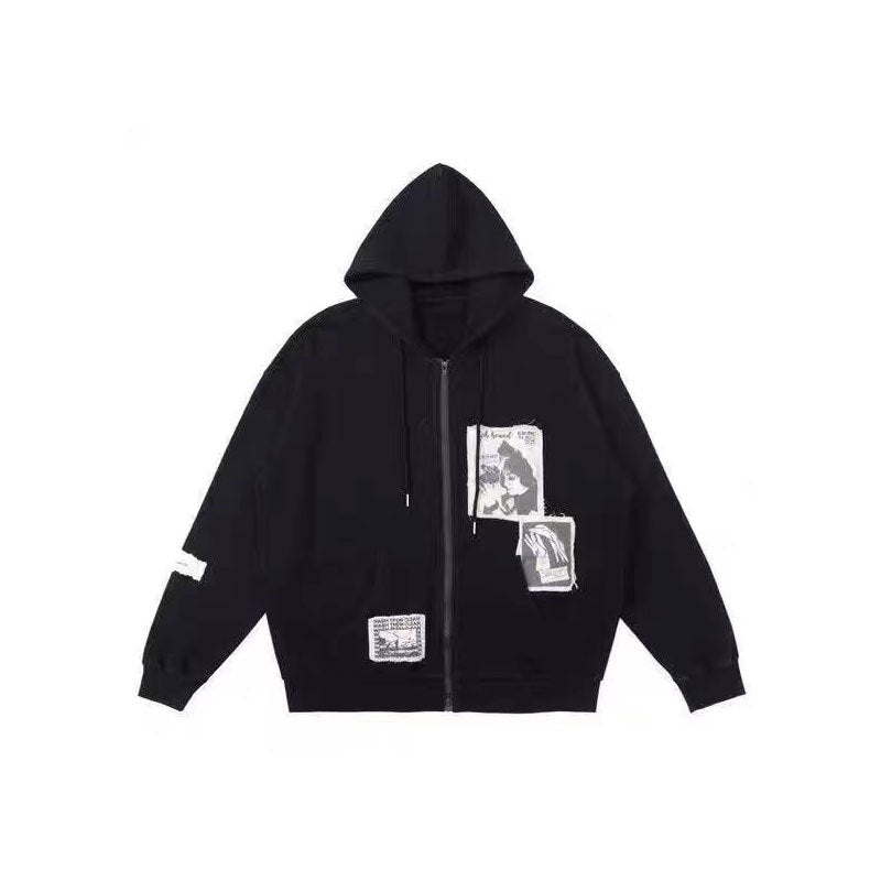 Vintage Grunge Graffiti Zip-Up Hoodie