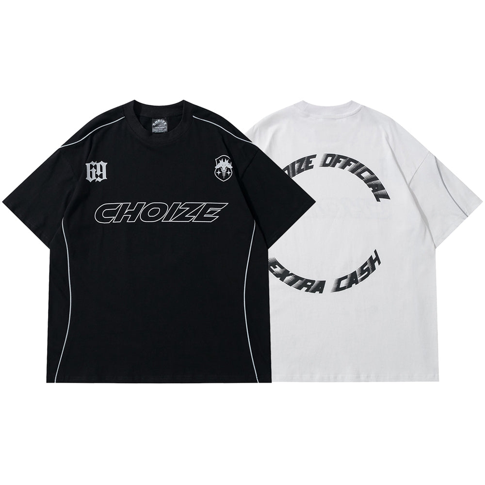 Y2K Oversized Reflective Strip T-Shirt
