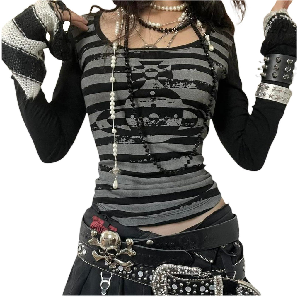 Y2K Fairy Grunge Graphic Long Sleeve Top