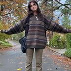 Preppy Grunge Retro Striped Knit Sweater