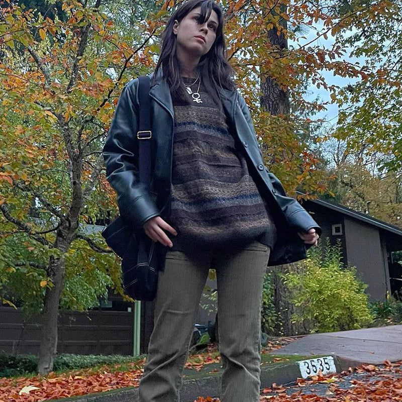 Preppy Grunge Retro Striped Knit Sweater