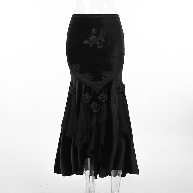Dark Goth Fishtail Maxi Dress