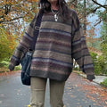 Preppy Grunge Retro Striped Knit Sweater