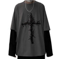 2K Gothic Cross Graphic Long Sleeve Top