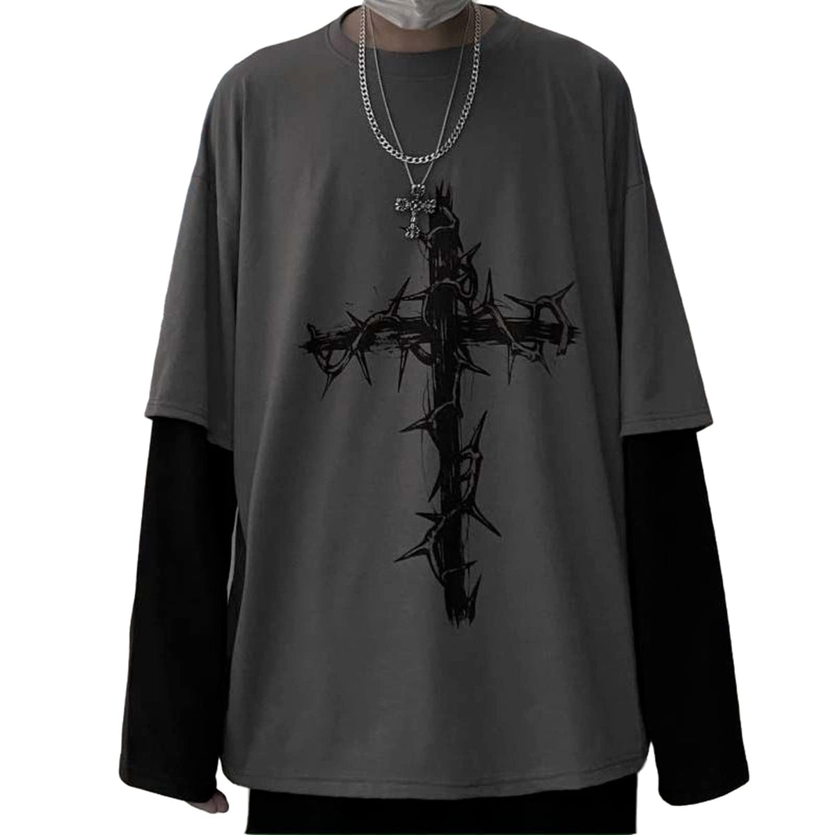 2K Gothic Cross Graphic Long Sleeve Top