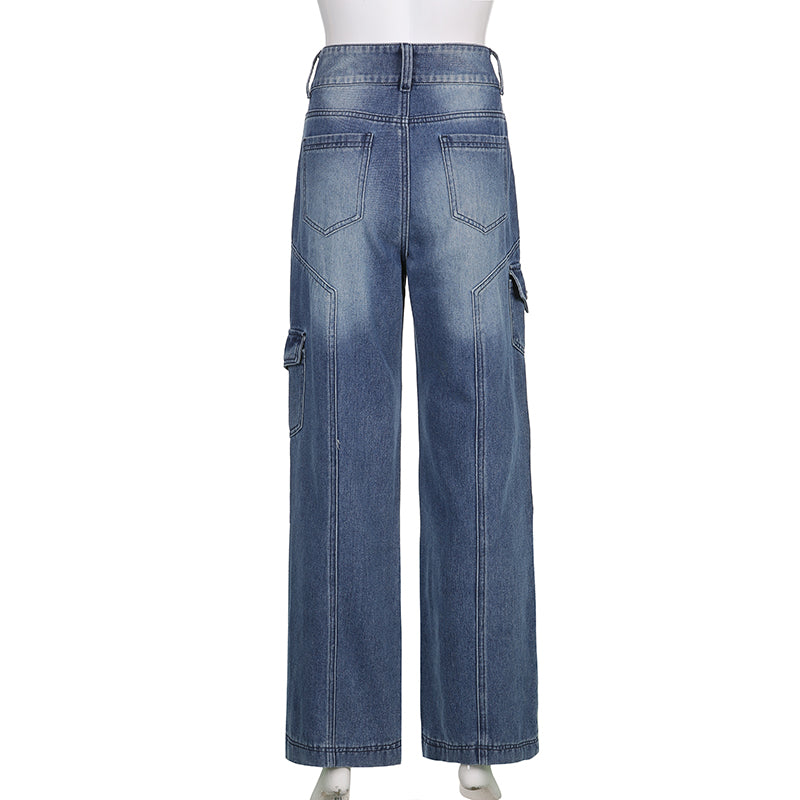 Vintage High-Waist Cargo Jeans