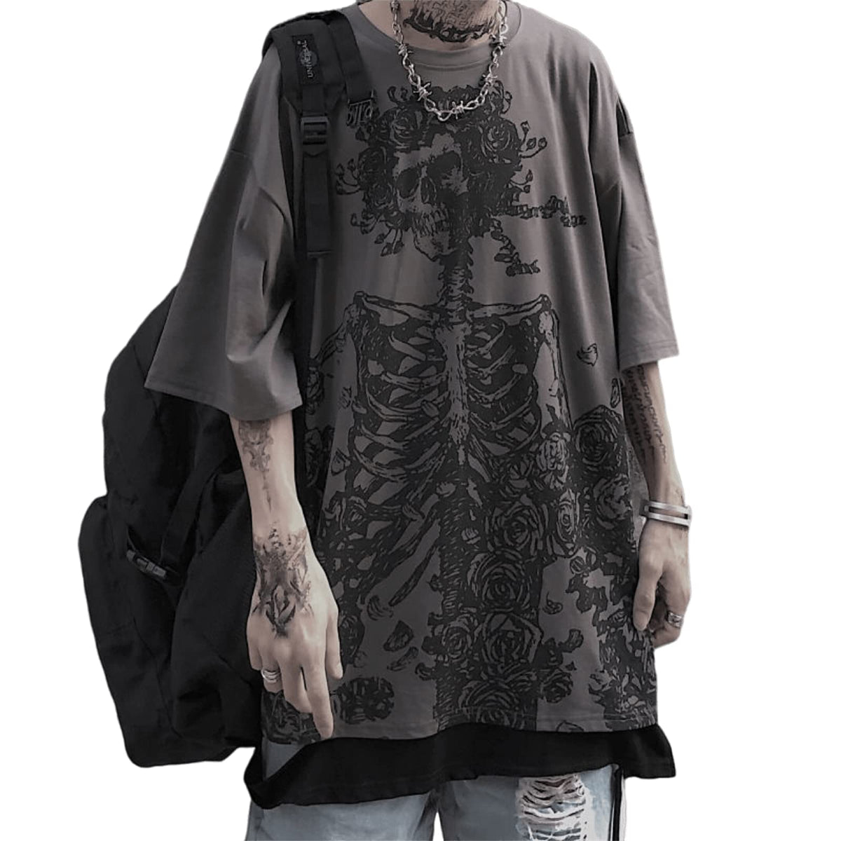Y2K Skeleton Rose Graphic T-Shirt