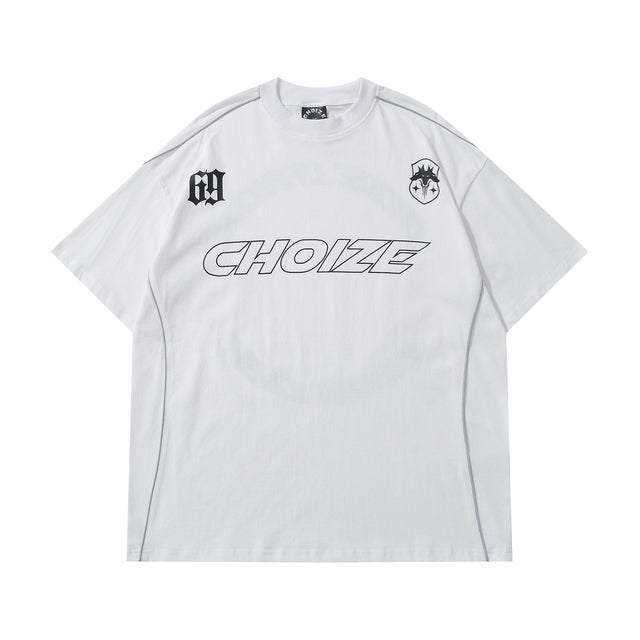 Y2K Oversized Reflective Strip T-Shirt