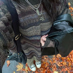 Preppy Grunge Retro Striped Knit Sweater