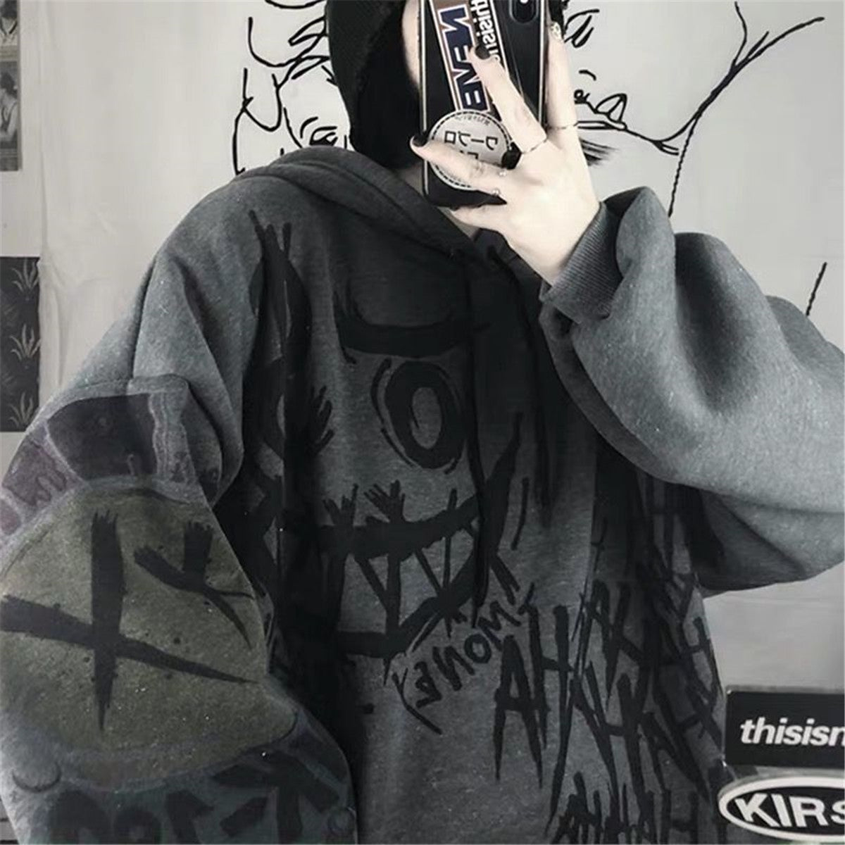 Harajuku Gothic Tie-Dye Devil Hoodie