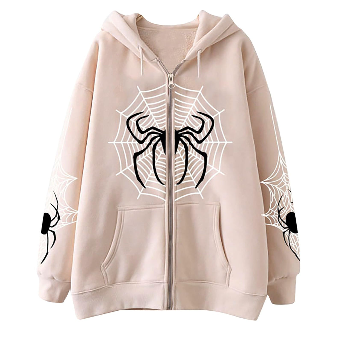 Y2K Gothic Spider Web Zip-Up Hoodie