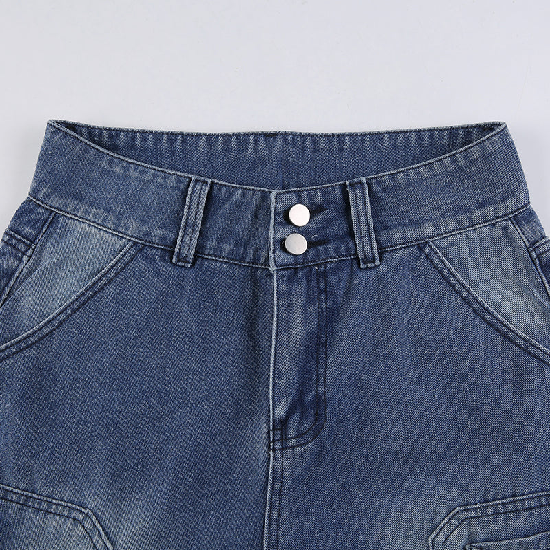 Vintage High-Waist Cargo Jeans