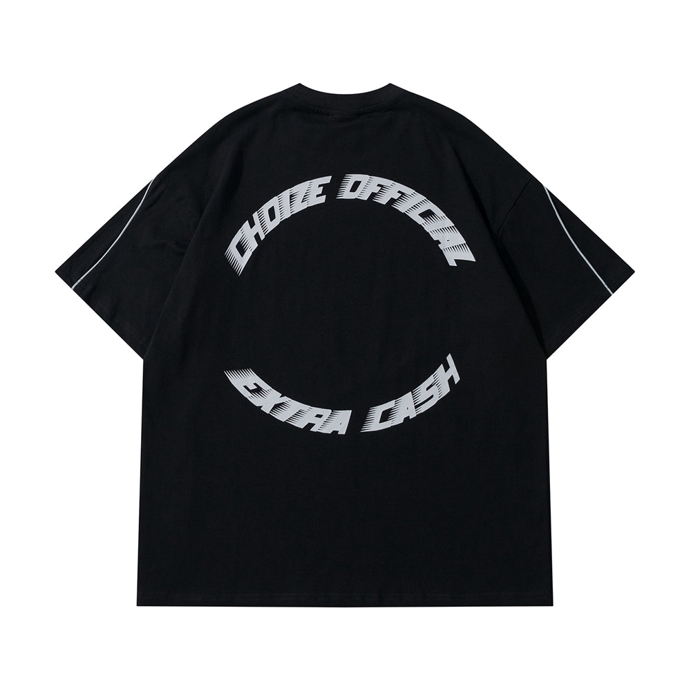 Y2K Oversized Reflective Strip T-Shirt