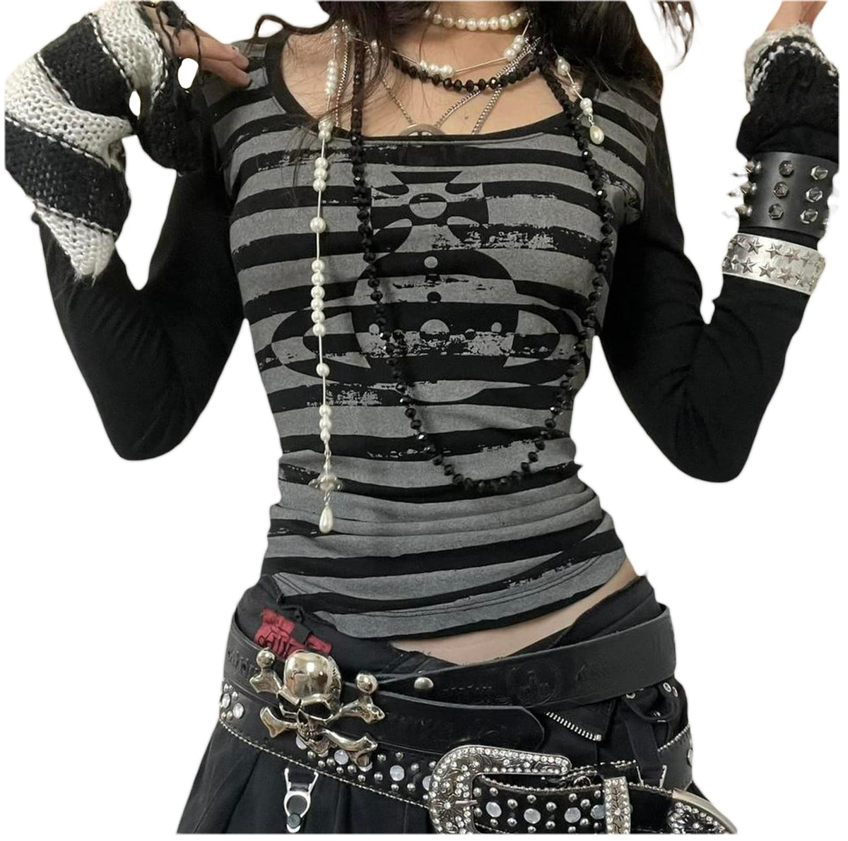 Y2K Fairy Grunge Graphic Long Sleeve Top