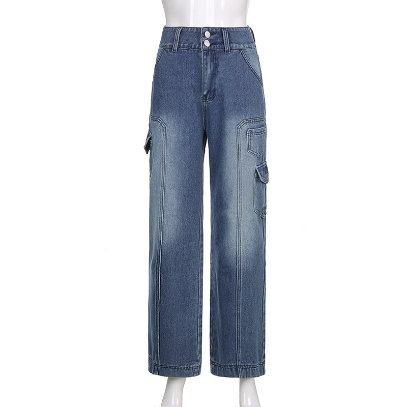 Vintage High-Waist Cargo Jeans