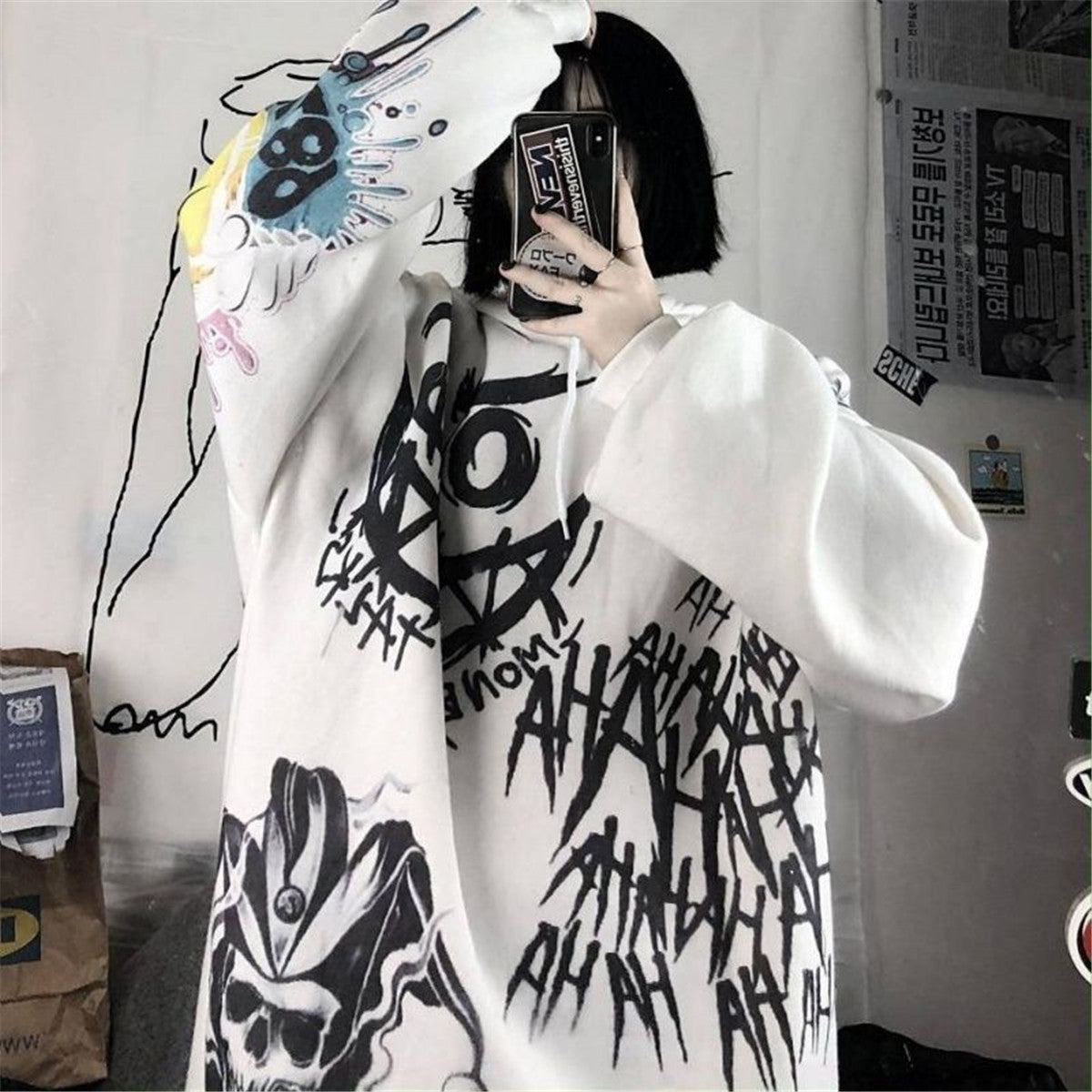 Harajuku Gothic Tie-Dye Devil Hoodie