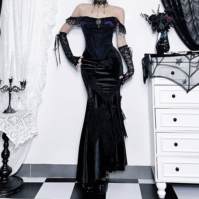 Dark Goth Fishtail Maxi Dress